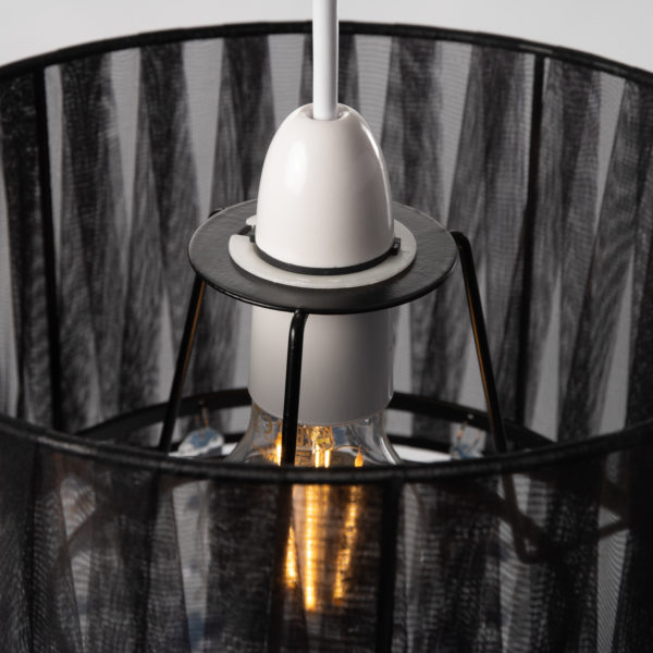 Sheer Black Ceiling Pendant Light with Crystal Pendants fitting view