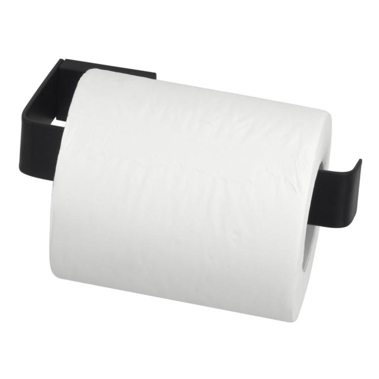 Toilet Roll Holder Slim Wall Mounted Black Home Treats UK