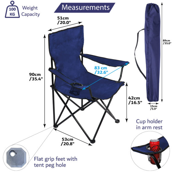 Blue Camping Chair Measurements