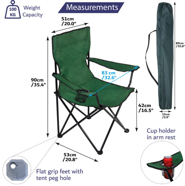 camping chair measurements