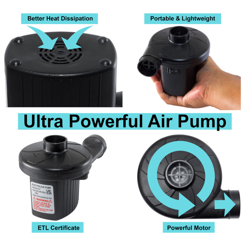 Electric Air Pump Fast Inflate & Deflate Air Pump With 3 Nozzles Home