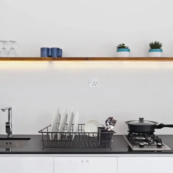 dish rack in kitchen