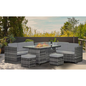 Rattan Garden furniture Set With Firepit Table