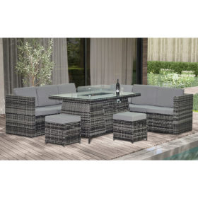 Rattan Garden furniture Set With Firepit Table
