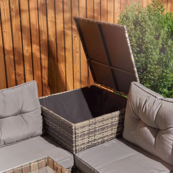 outdoor living l shape sofa ottoman box