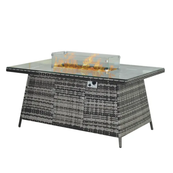 Rattan patio Furniture Gas Firepit Table