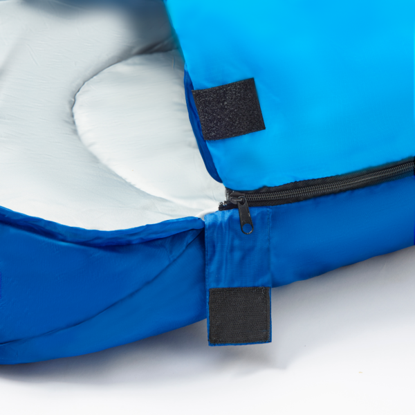 Sleeping bag zipper blue