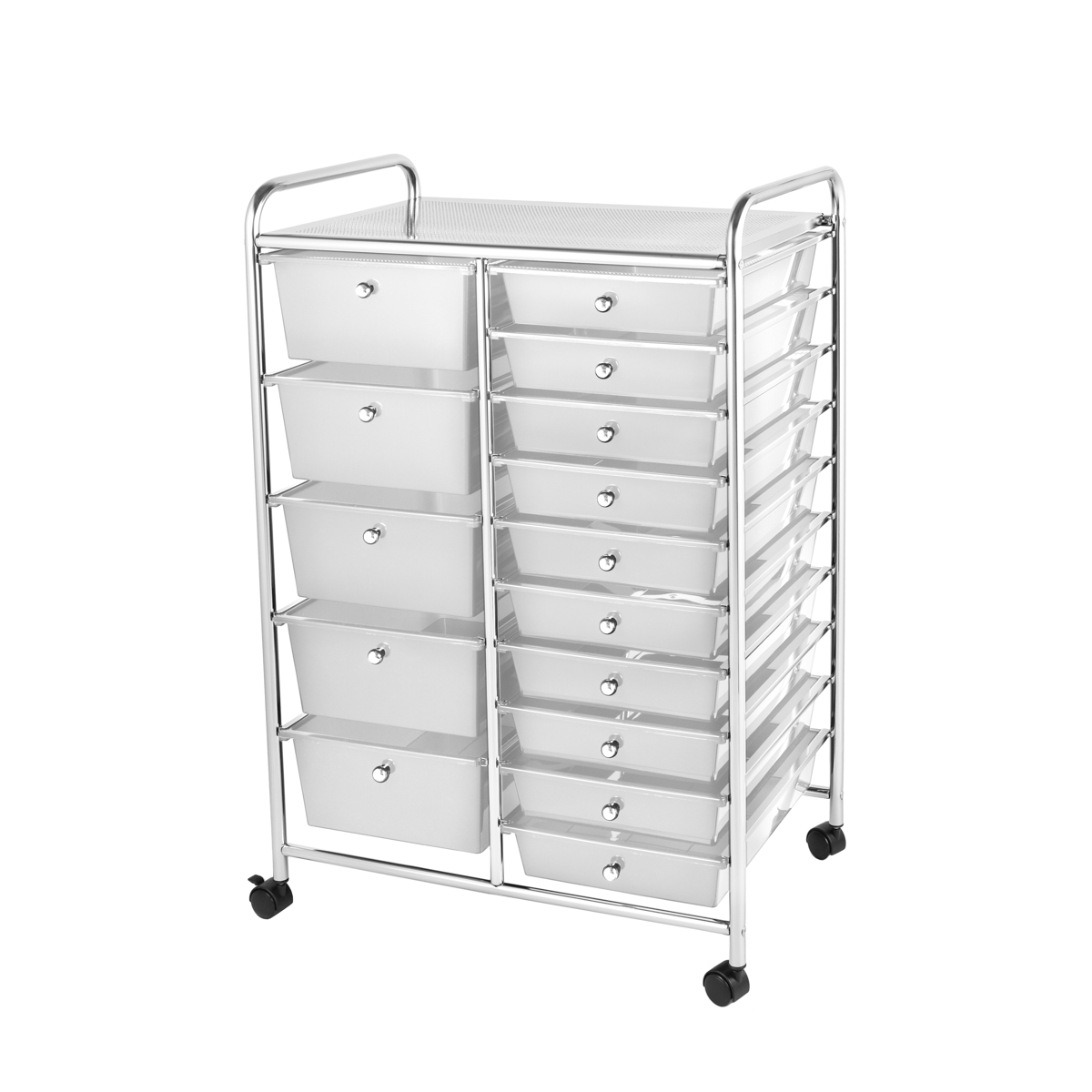 15 Drawer Storage Trolley White On Wheels Home Treats UK