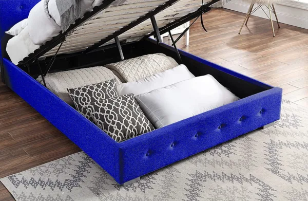 Blue Ottoman Storage Bed Frame