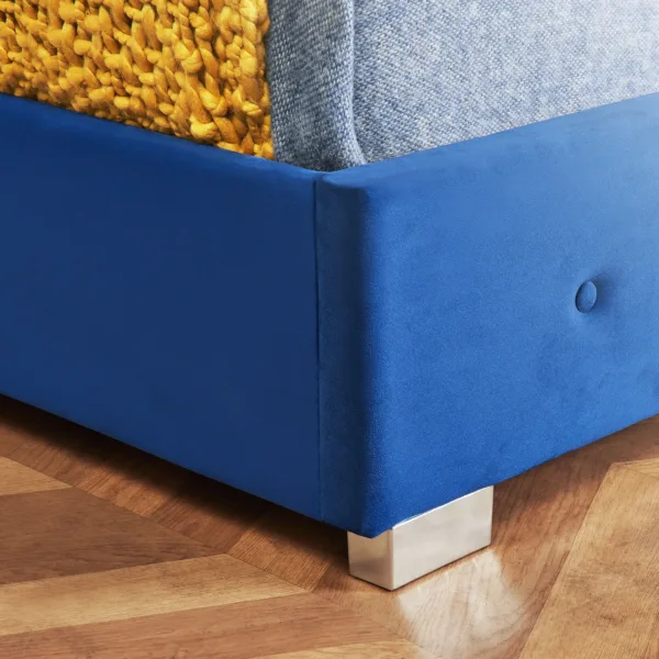 blue bed frame footboard