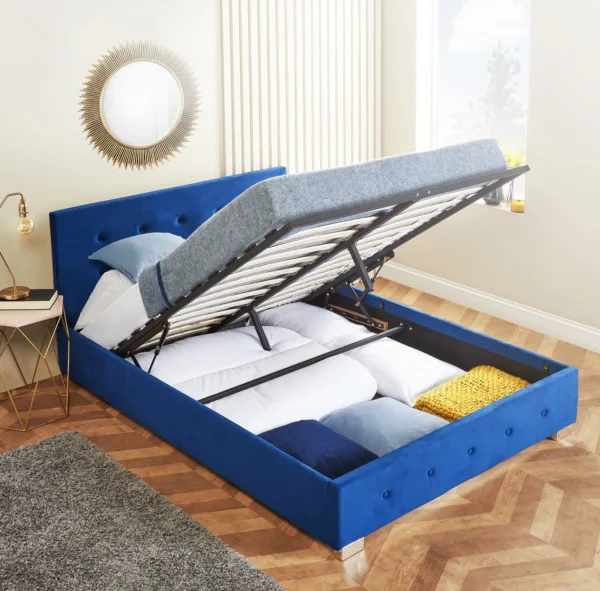 Blue ottoman bed frame