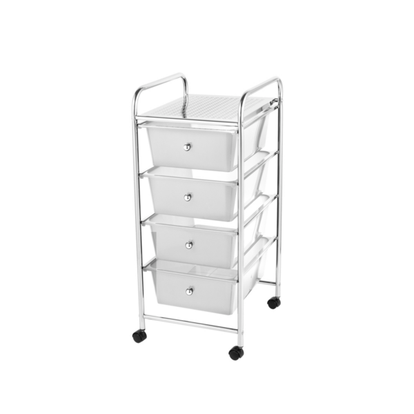 4 drawer storage trolley white