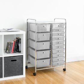 15 Drawer Storage Trolley White