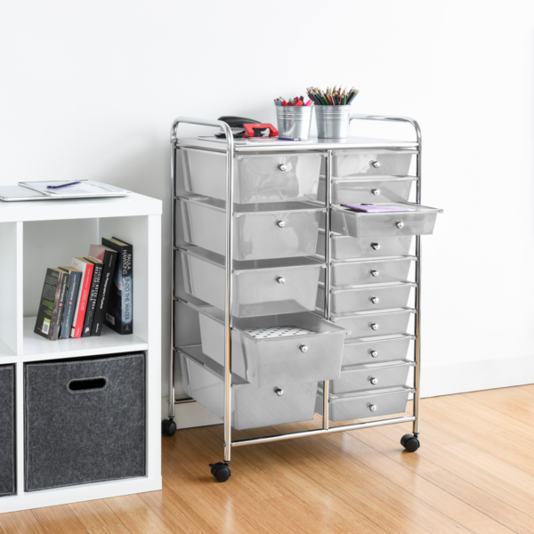 15 drawer office storage trolley white