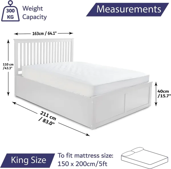 King size storage bed size