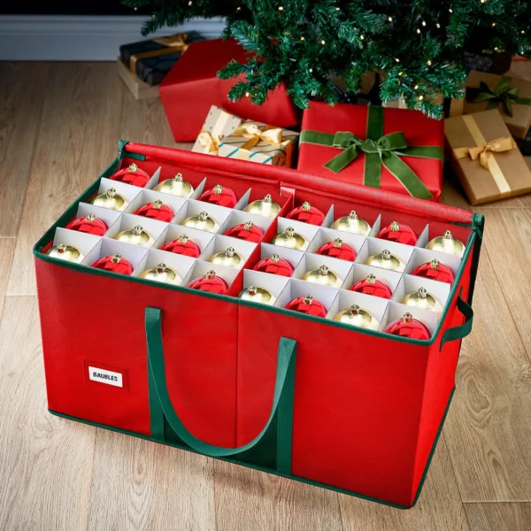 Christmas baubles box organised
