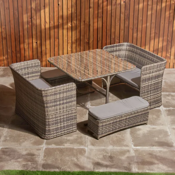 patio table stools chairs and bench set 8 seater