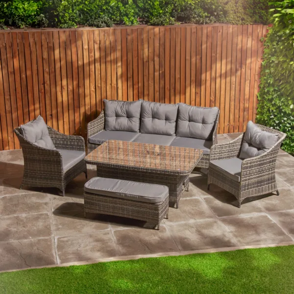 Outdoor dining set 5 piece 7 seater