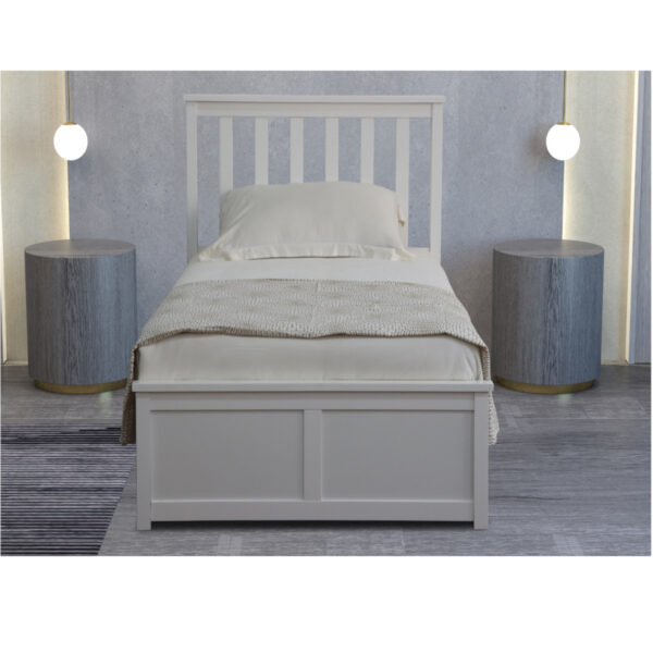 bed frame white wooden bed from front white