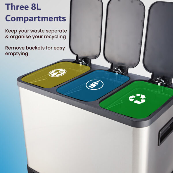 Kitchen recycling bin with compartments