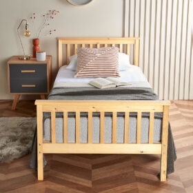 Single pine wooden bed frame