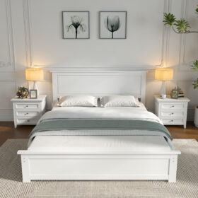 Double Bed Frame White From end View In Bedroom