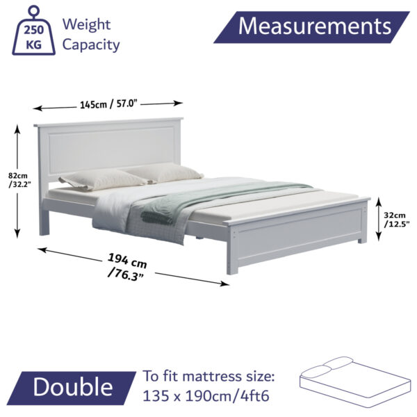 Double Bed Frame Size Image 135 x 190 4ft6