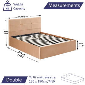 size dimensions for Upholstered Bed with underbed storage