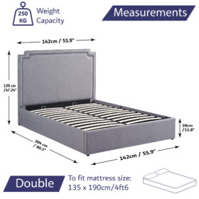 Dimensions for Double ottoman storage bed