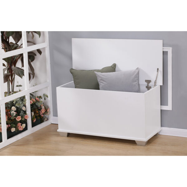 Ottoman Storage Box Wooden Storage Bench Seat White