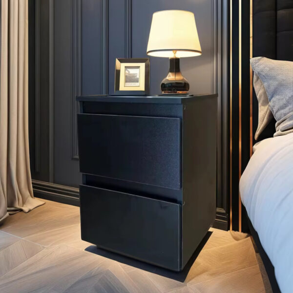 Black Bedside chest of 2 drawers