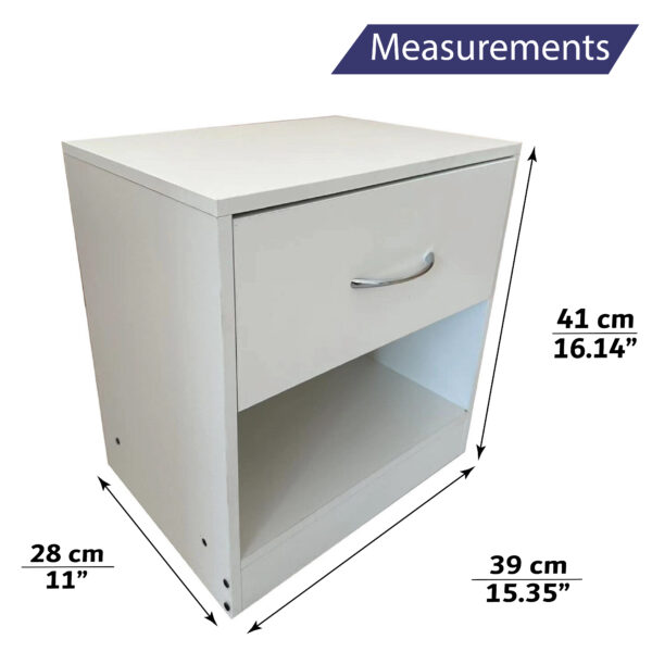 size dimension for a bed side small chest of drawer table storage unit