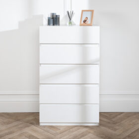 chest of 5 drawers white