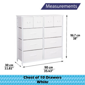 large 10 White size dimension for chest of drawers