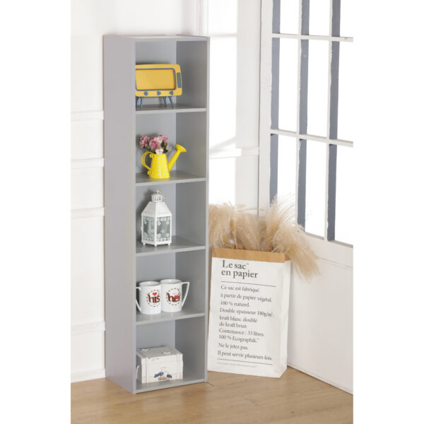 Cube Bookcase 5 Tier Shelving Unit Grey