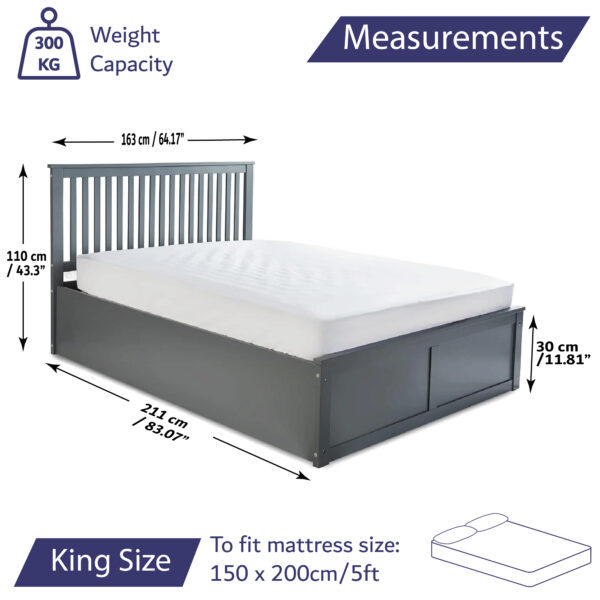 size dimenstion for solid wooden ottoman storage king bed with mattress