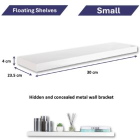 wooden white floating shelves