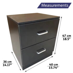 black size dimension for a bed side small chest of drawer table storage unit 2 drawers storage