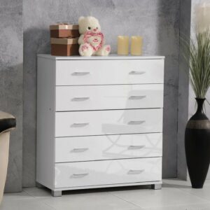 chest of 5 drawers table high gloss