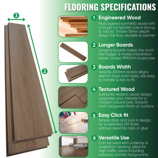 laminate flooring wood underlay natural oak brown click wood planks easy clean flooring