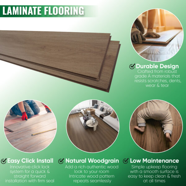 brown woodgrain wooden installation laminate flooring boards 6 pack